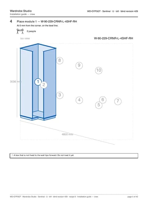 Install guide: a real page from the sample design's shop pack.